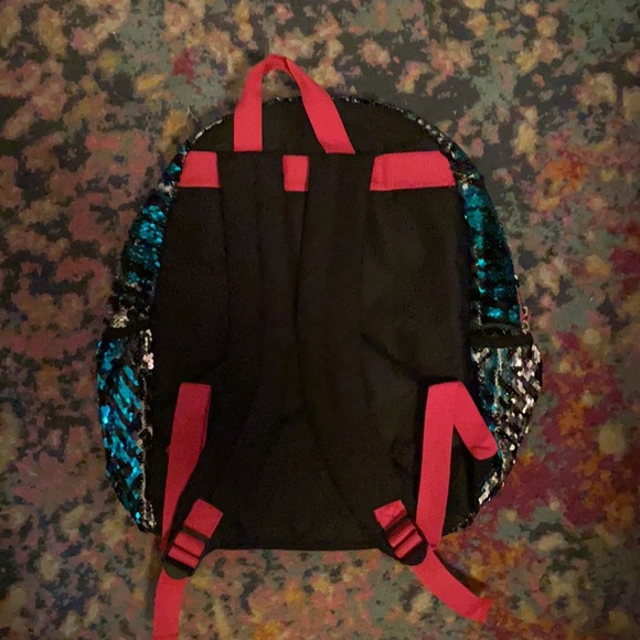 Blue, silver and black flip sequence backpack - Picture 3 of 3